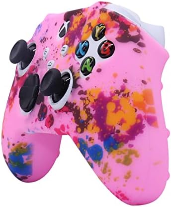 Розови скинове контролер RALAN, симпатичен силиконов калъф за контролер, съвместим с защитен калъф за контролера на Xbox X серия за момичета (Pink Pro Thumb Grip x 6 аксесоари).