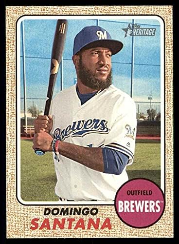2017 Topps 587 Доминго Сантана Милуоки Брюэрз (Бейзболна картичка) Ню Йорк / MT Brewers