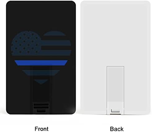 Синя Тънка Линия Флаг Сърцето Кредитна Банкова Карта, USB Флаш памети Преносима Карта с Памет Key Storage Drive