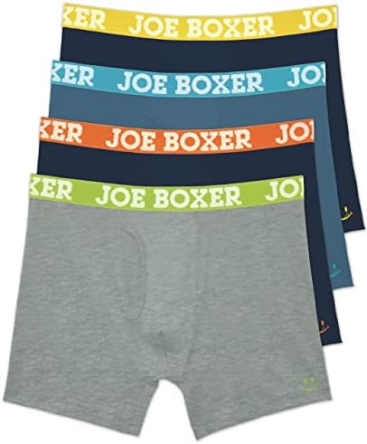 Мъжки Слипове-боксерки Joe Boxer, 4 опаковки – Дишащи Обикновена Памучни Ластични Гащи-Боксерки, без тагове