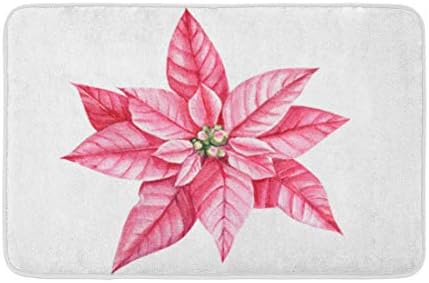 Подложка за баня Adowyee Розова коледна звезда Коледно Цвете, Ръчно Рисувани Акварел Ботаническата Фигура Венец