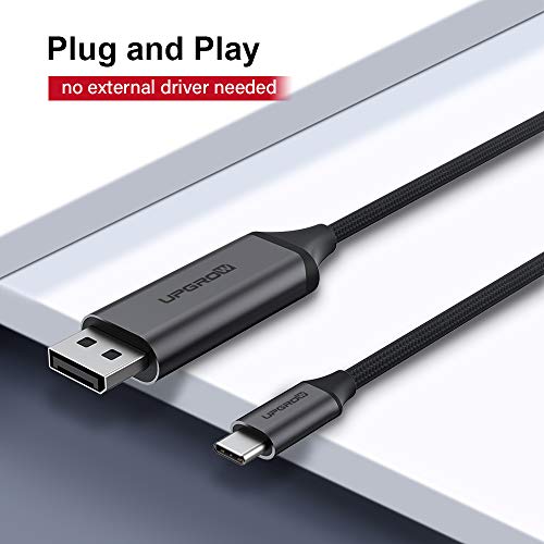 Повишен USB кабел C до DisplayPort 4K @ 60Hz 4FT за домашния офис, USB кабел C до ДП, съвместим с преносими