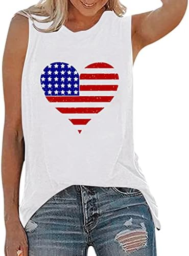 4 юли, Риза, Върховете на Бретелях за Жени, Тениски Без ръкави, с U-образно деколте, американския Флаг на Звезди