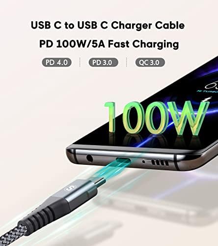 USB кабел C до USB C [2 опаковки по 10 фута] PD 100 W iPad, MacBook Pro / Зарядно устройство Air Зарядно устройство