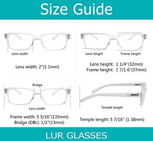 LUR 6 опаковки, прозрачни очила за четене + 4 опаковки черни прозрачни очила за четене (общо 10 двойки ридеров