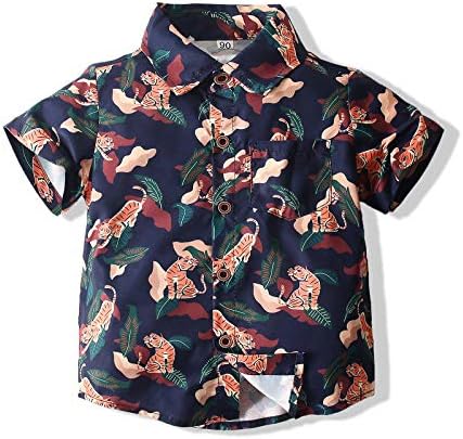 Риза с Гавайским принтом За малки момчета, Ризи с копчета Алоха, Празнична Риза с къс ръкав за парти