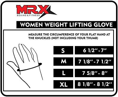 MRX Регулируеми Ръкавици за вдигане на тежести, Ръкавици без пръсти за жени, Подсилена Длан и Сигурна закопчалка,
