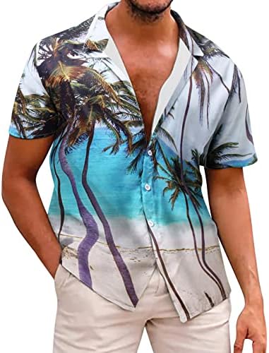 Хавайски Ризи UBST за Мъже, Летни Ежедневни Блузи Копчета с Къс Ръкав и Забавно Принтом Тропически дървен материал,
