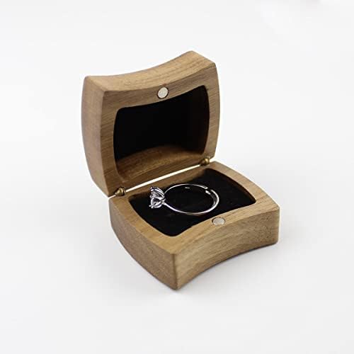 Дървена кутия за годежни пръстени от орехово дърво DSHOM, скъпа кутия за пръстени от масивно дърво за съхранение