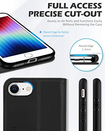 Калъф SHIELDON за iPhone SE 2022 5G / SE 2020 4,7 , една чанта-портфейл за iPhone 8/7 от естествена кожа [Държач