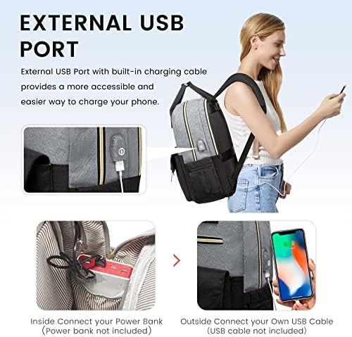 Жена раница за лаптоп LOVEVOOK, на 15.6-инчовата чанта за лаптоп с USB порт, Водоустойчива Раница за пътуване
