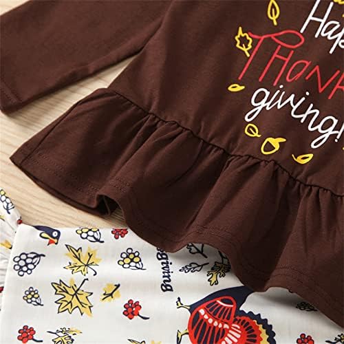 Дамски Дрехи за Бебета, Бебешки дрехи за Деня На Благодарността, Блуза с волани и букви за Момиченца с дълъг ръкав (B, 4-5 години)