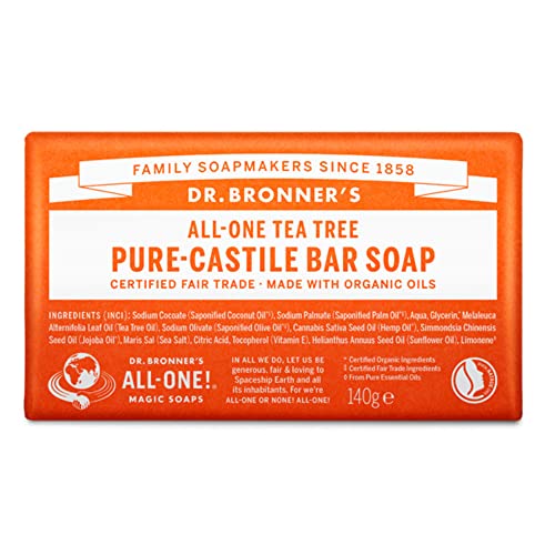 Dr. Bronner's - Чисто Кастильское сапун (чаено дърво, 5 грама) - Произведено на базата на органични масла За