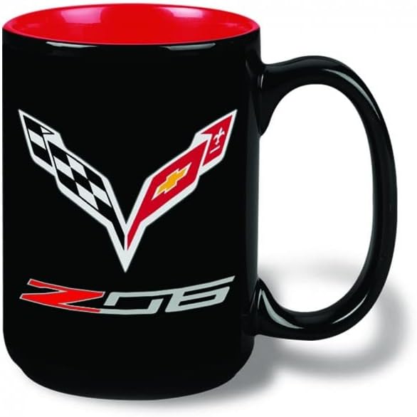 Кафеена чаша SR1 Performance C7 Corvette Z06 с логото на Кръстосани знамена 15 грама - Черен / Червен