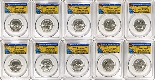 2022 P,D Всички 10 американски женски Четвърти от Четвърт MS 65 Rosie Label 10 Комплект монети PCGS