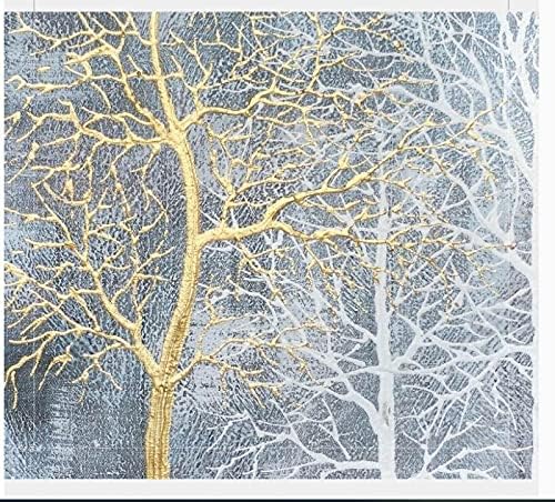 Skyinbags Ръчно Рисувани Златното Бяло Дърво Живопис с маслени бои На Платно - Абстрактна Стенни Живопис на