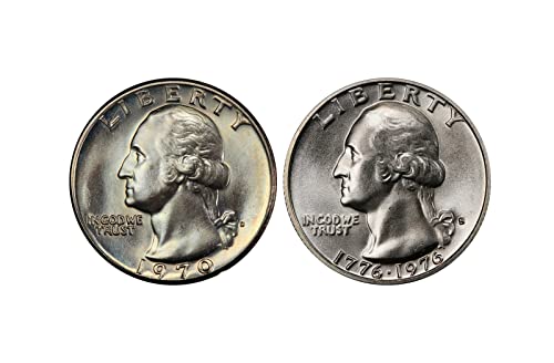 1970 D & 1976 S Washington Quarter 25C BU 2 Набор от монети Албум Рядка Банковата детайл Отличен Блестящ Необращенный