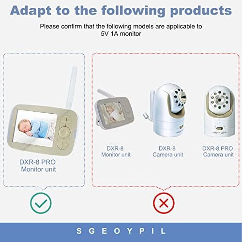 Зарядно устройство SGEOYPIL 5 за монитор, защитен захранващ кабел, съвместим с детска Оптика, следи бебето DXR-8