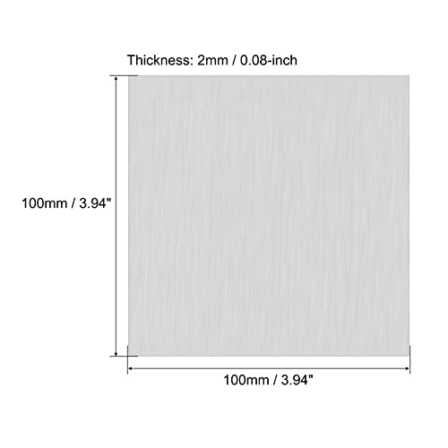 алуминиев лист uxcell 1060, Алуминиева Правоъгълна табела, на 100 mm x 100 мм, Плоски Метални заготовки с дебелина