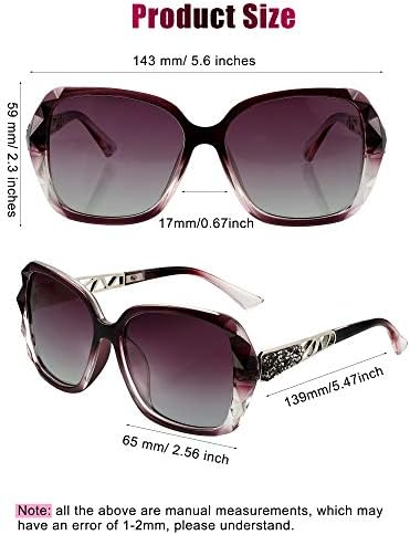 Friend / Комплект от 3 теми, Дамски Поляризирани Слънчеви Очила с Големи, Блестящи Слънчеви Очила в Композиране
