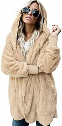 JJHAEVDY Модно Дамско Зимно палто 2022 година с Дълъг ръкав и Ревери с цип От Изкуствена овча кожа, Лохматая
