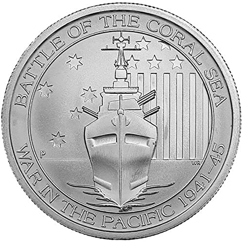 2015 AU Австралийската битката в Коралово море 1/2 Унция една Сребърна Монета в Полдоллара Без лечение