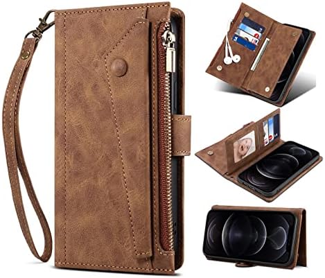 Чанта-портфейл с панти капак за мобилен телефон, Съвместим с Google Pixel 6A, Калъф с цип с отделение за карти