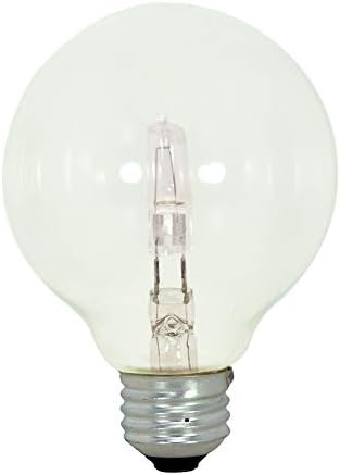 Satco 43G25/CL/декоративна халогенна лампа 120 В, 43 W E26 G25, прозрачна лампа [Опаковка от 6 броя]