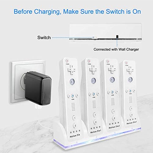 Зарядно устройство Wii Remote Battery Charger, Зарядно устройство за Дистанционно зареждане на Wii 4 в 1 с 4