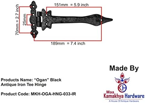 Тройниковый панта Maa Kamakhya Hardware Ogan от черно античния желязо (с черно прахово покритие) - Идва по 2
