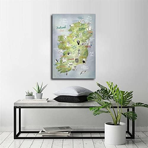Голяма Карта на Ирландия, Принтом, Плакат на Ирландия, е Голямо Изкуство Ирландия, Декор за Деня на Св. Патрик, Карта на Ирландия, Карта за Пътуване, Прощален Подарък,