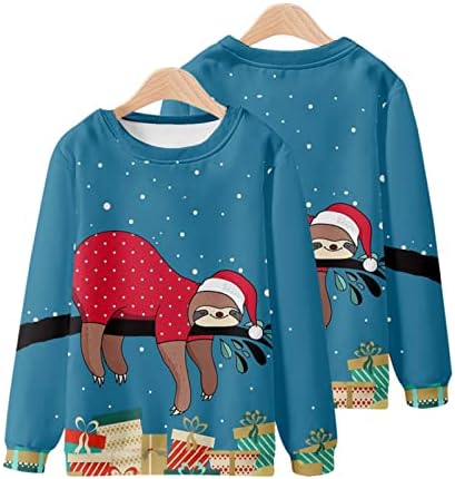 Грозна Коледна Hoody за Мъже, Коледен Пуловер с кръгло деколте и Дълъг Ръкав, Модерен Случайни Пуловер с Принтом