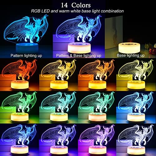Лека нощ KYMELLIE Spyro Dragon Toys, 14 цвята + Топло бяла Основа, led Декоративни светлини, Обект и дистанционно