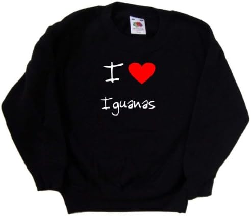 Черна детска Hoody I Love Heart Iguanas
