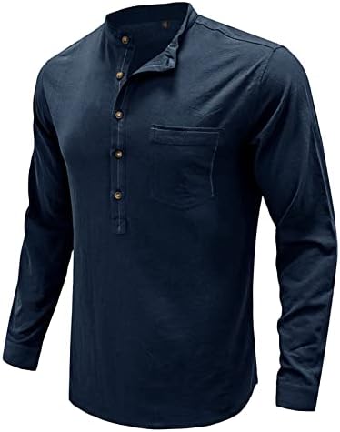 JEKE-DG Мъжко Бельо Риза Голям размер, Палта с дълъг ръкав и висока яка Хенри, Свободна Ежедневни Тениска с