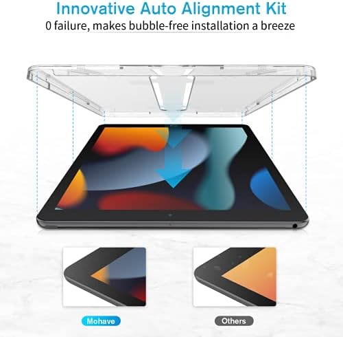 MOHAVE 2 Pack [Комплект за автоматично изравняване] Защитно фолио за екрана, съвместима с iPad на 9‑ти (2021)/на 8-ми (2020)/7-ия (2019) поколение 10.2 инча / iPad Air 3-то поколение (2019) и iPad Pro