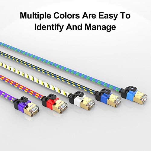 Ethernet кабел CAT7 висока скорост (10 Гигабита 600 Mhz) Сплетен Екраниран Плосък Пластир кабел rj-45 Мрежов