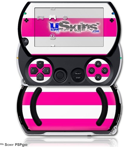 Psycho Stripes Ярко-розов и бял цвят - кожи в стил прозорец винетка (подходящ за Sony PSPgo)