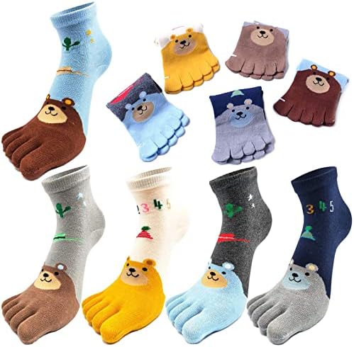 CMIT 5 Чифта Чорапи С пръсти, Детски Спортни Чорапи С Мультяшными Чорапи с Пет Пръста, Чорапи до Глезена За