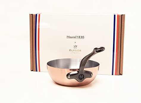 Тиган Mauviel 1830 M ' Heritage M150CI 1,5 мм Special Edition Elysée От Полирана Мед и Неръждаема Стомана, Извита, с чугунными дръжки, 2.1 инча, Произведено във Франция