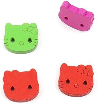 Цената е за 10 броя Sew-копчета AD6 Mixed Hello Kitty за дрехи на едро дървени с Knopfe