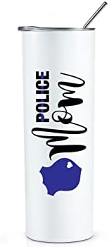 Подаръци за мама Onebttl Police с Тънка синя линия, 20 грама, Тясна чаша с капак, Изолиран от Неръждаема стомана