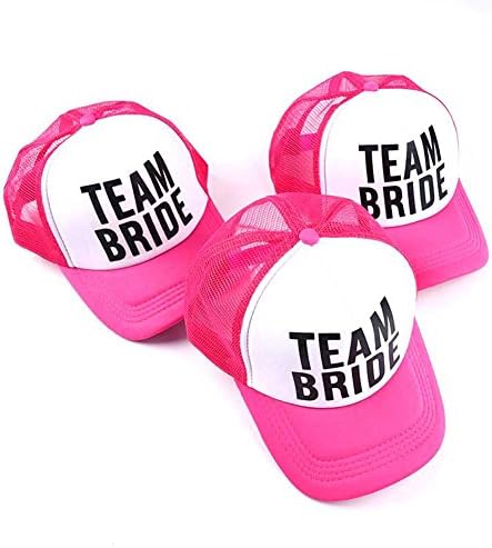 6 Опаковки Розова Екипа на Булката и Бейзболни Шапки моминско парти За Младоженци Булчински Душ Окото Шапки