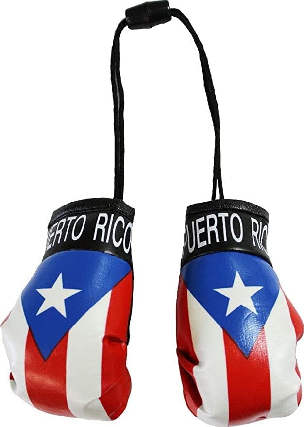 Двупосочен Окачен флаг Пуерто Рико на прозореца с Вендузата и Мини-Боксерскими Ръкавици