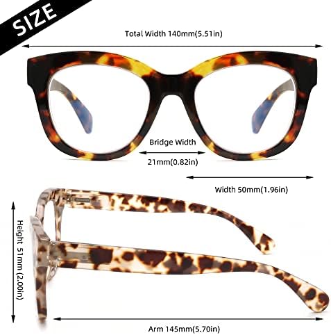 Areyeth 2 Чифта Големи очила за четене в ретро стил за жени, в стил за Опра, Големи сини очила за четене, блокиране