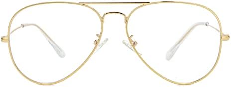 Авиаторски Прозрачни Лещи на Очила за Жени, Мъжки Очила Без рецепта Синя Светлина Блокер Лещи Метална Дограма
